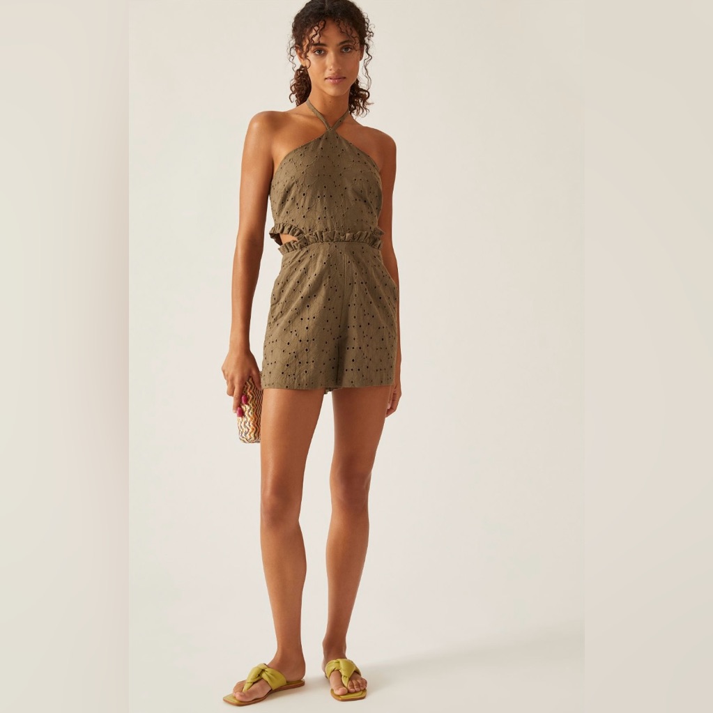Hutch Solid Halter Romper X Anthropologie